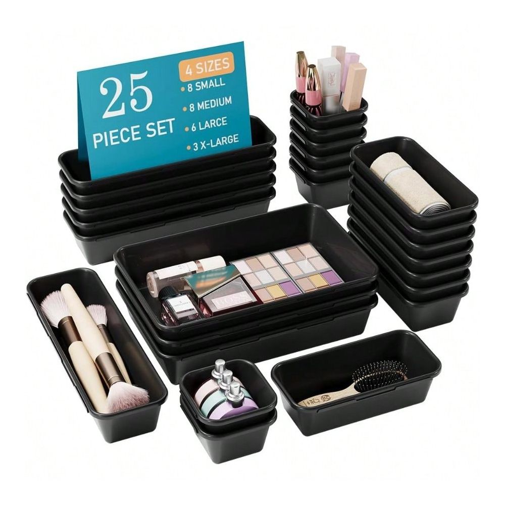 Kitchen Gadgets For Small Kitchens - 25 PCS Black Drawer Organizer Set,