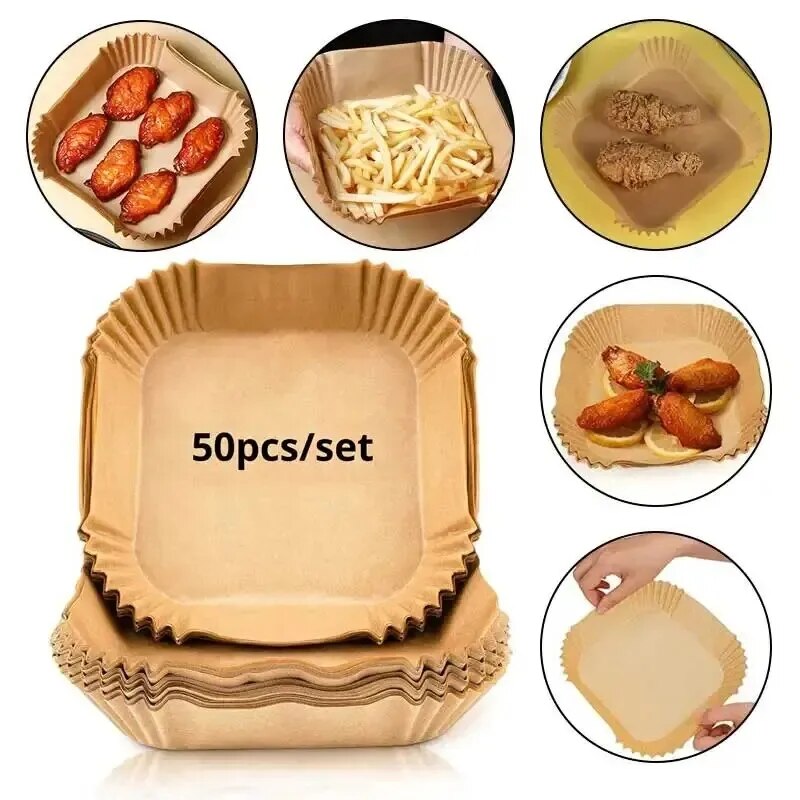 Air Fryer Accessories - 50Pcs Air Fryer Disposable Paper Non-Stick