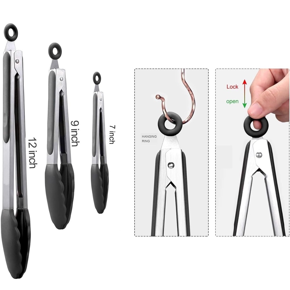 Silicone BBQ Grilling Tongs Ki - Kitchen Gadgets Gift review and price