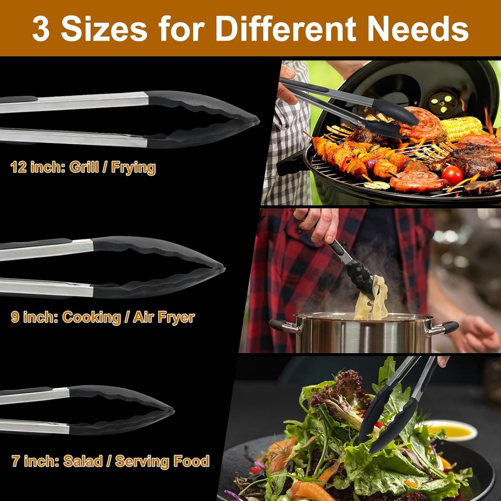 Silicone BBQ Grilling Tongs Ki - Kitchen Gadgets Gift review and price